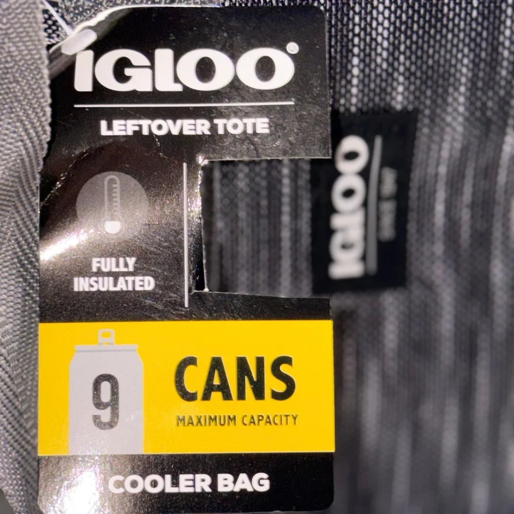 Igloo 9 Can Leftover Tote Insulated Lunch Bag Grey Outdoor Picnic Beach Travel